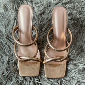 Open Toe Rose Gold Sandal Heel